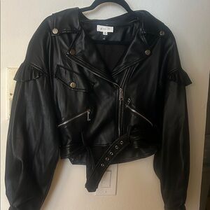 Black Leather Jacket with Belt